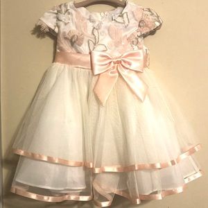 Baby girl dress blush and ivory size 12 months